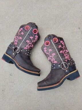 Women's Artillero Flower Embroidered Western Cowboy Boots Rhinestone 7